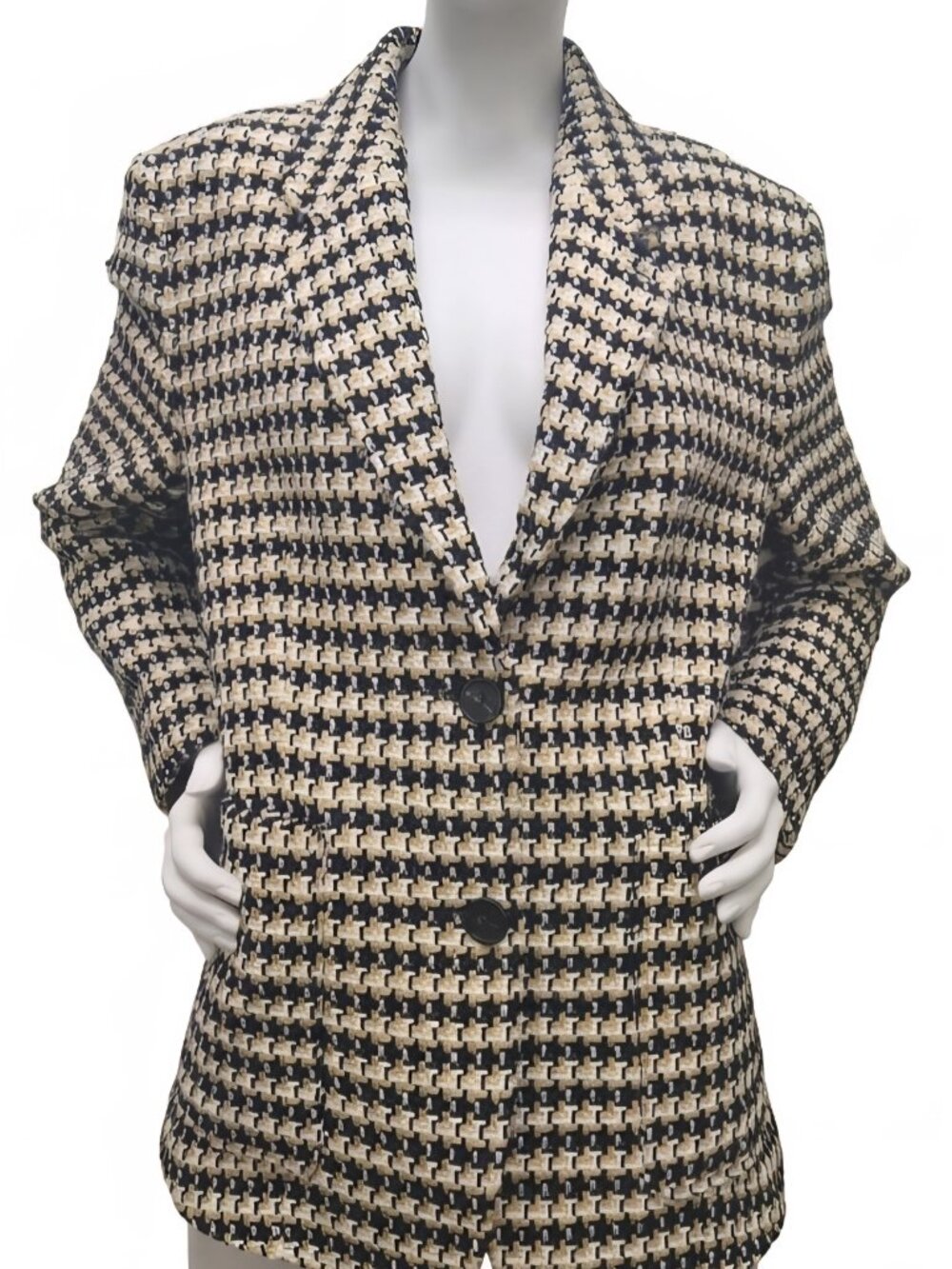 BOSS Hugo Boss Jovana Houndstooth Tweed Blazer Jacket Sz10